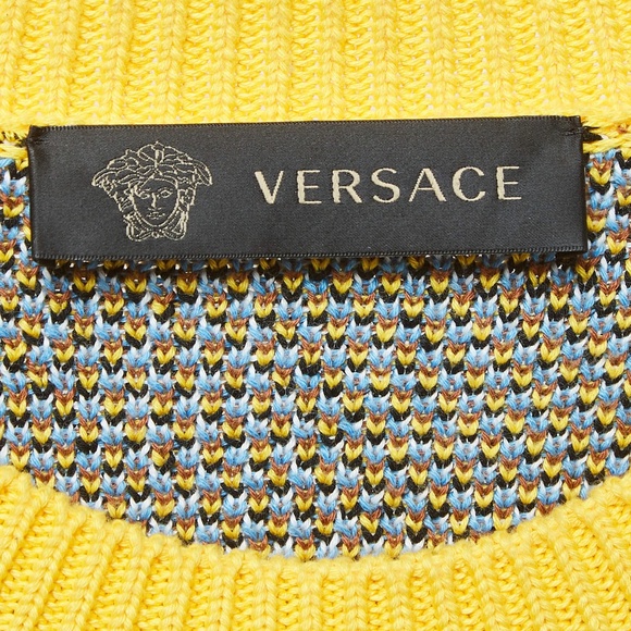 AUTHENTIC new VERSACE Yellow Jacquard Pop Animalier Sweater sz L - Picture 14 of 15